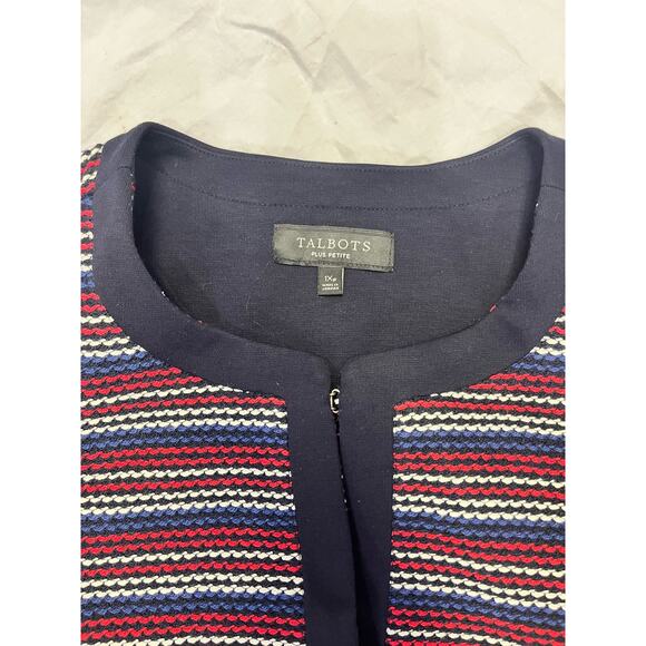 Talbots Bolce Stripe Jacket, Tweed Blazer, Navy/Red Size 1X Elegant Workwear USA - Picture 3 of 9